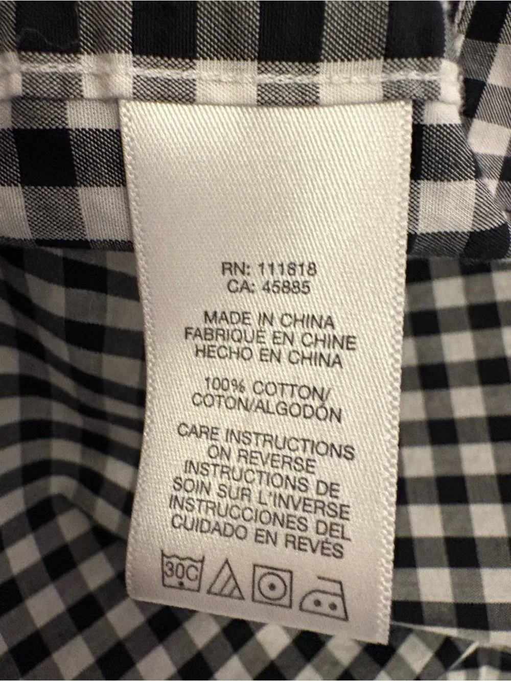 Michael Kors Black White Gingham Button Down Shirt 100% Cotton Sz Medium
